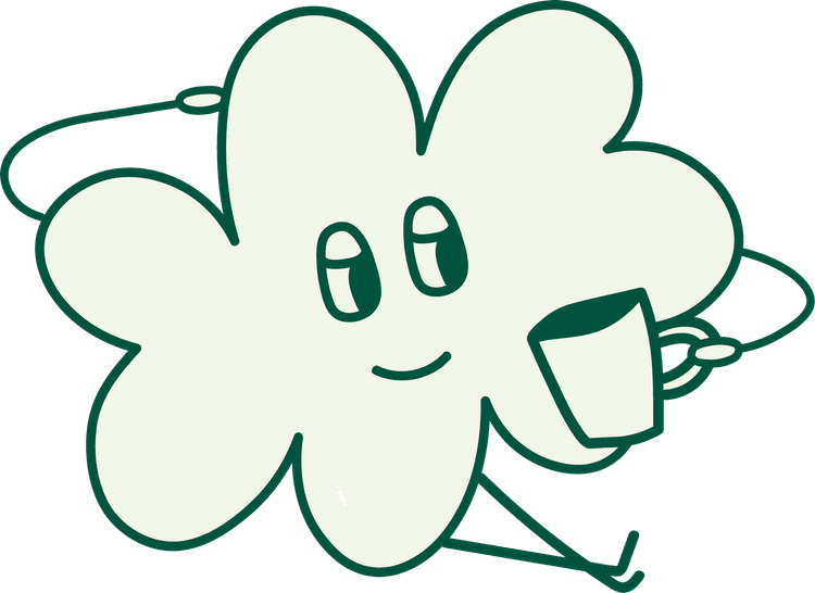 Sheila, a smiling cloud holding a mug of coffee